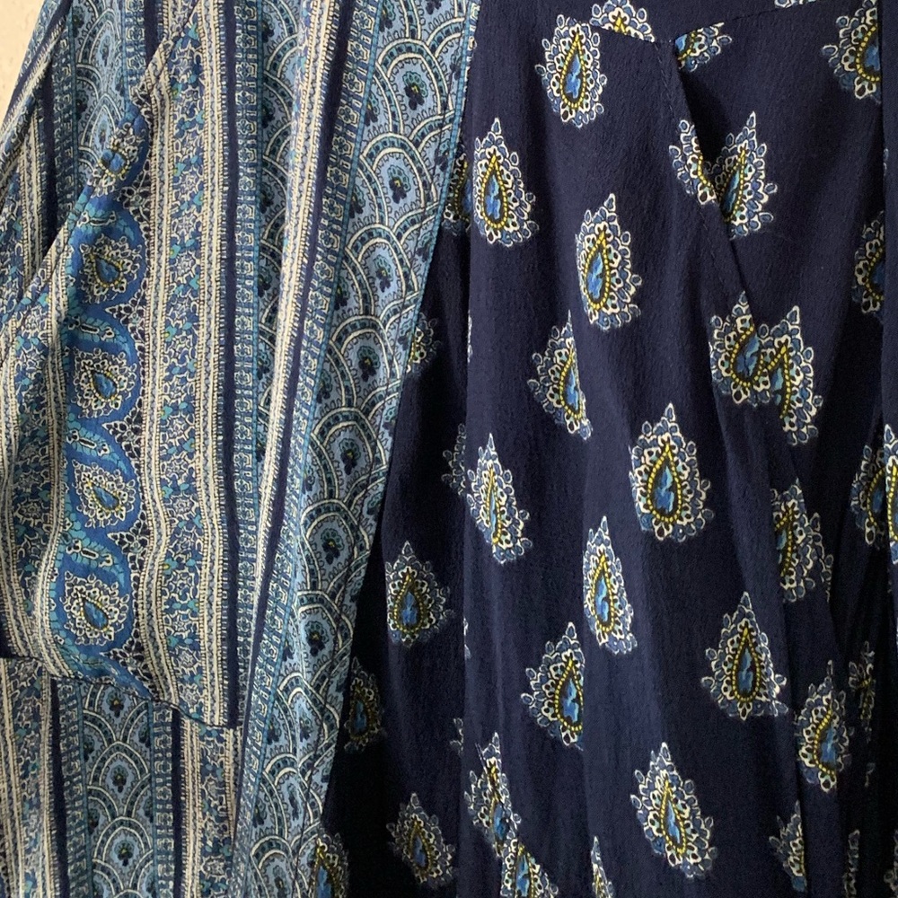 Anthropologie Blue Patterned Wrap Dress - Picture 6 of 12
